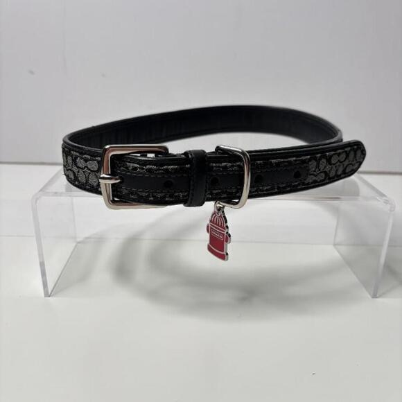 Coach Dog Collar Fire Hydrant Charm Monogram Large Dog Black Gray Red SEE - Picture 2 of 11